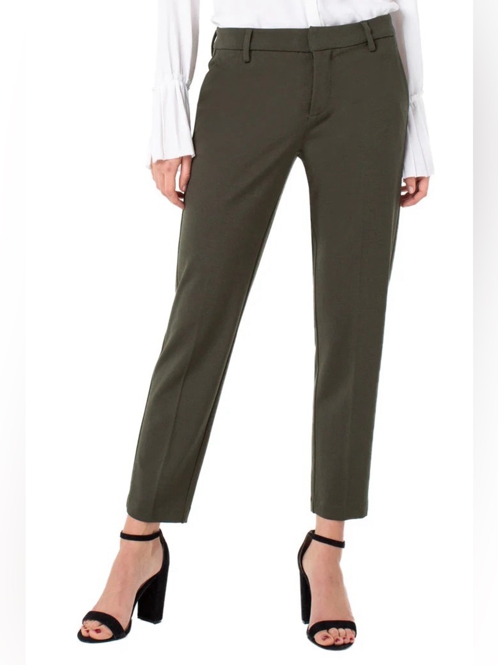 Liverpool Los Angeles Kelsey Ponte Knit Trouser Pants - Olive Green Size 2